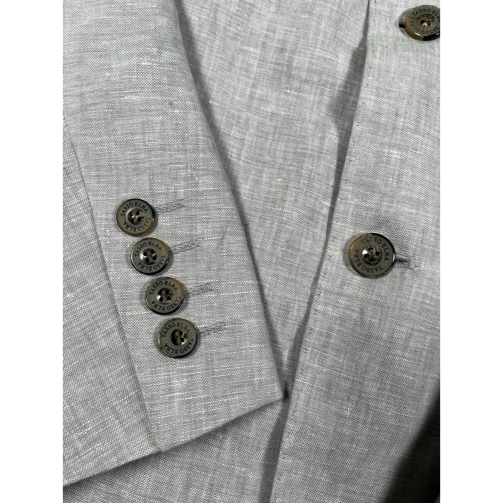 NWT-Tasso Elba Blazer Mens M Grey 100% Linen Sport Coat Jacket Island Summer - Picture 2 of 9